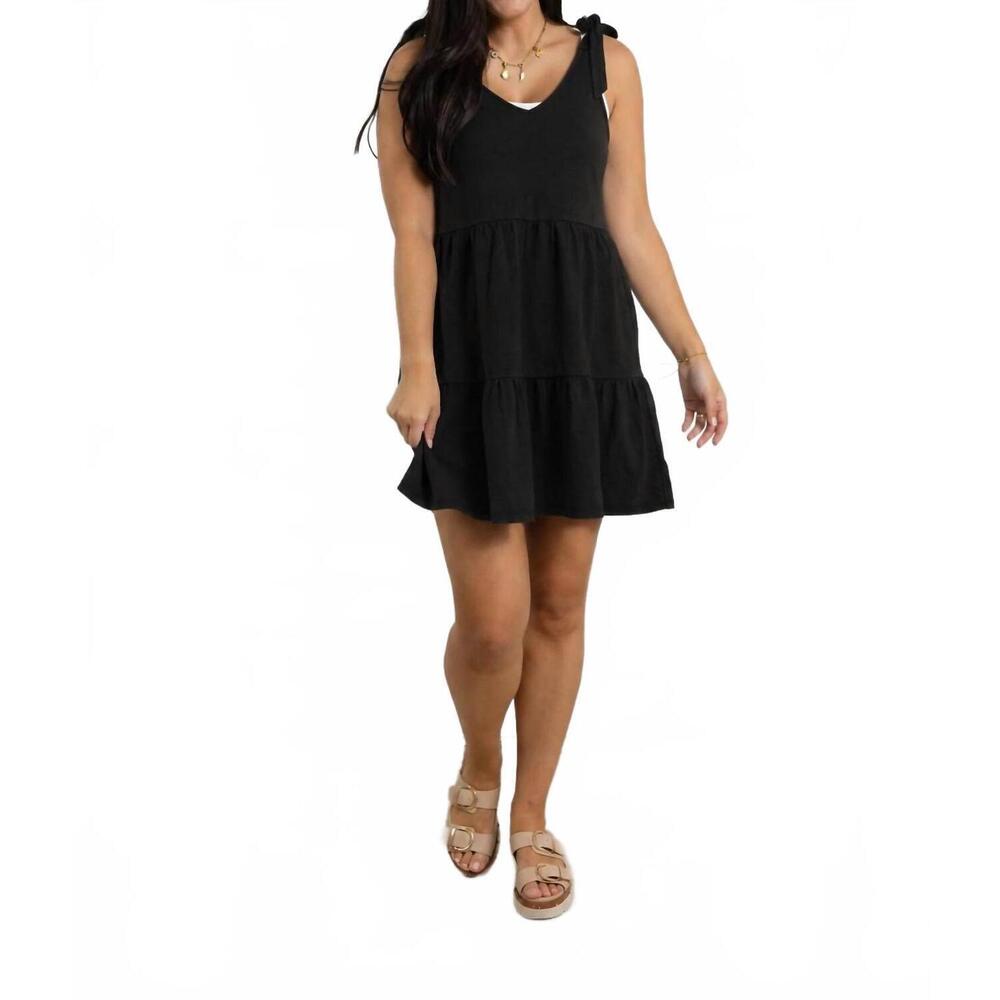 NEW MAC & ME tie shoulder knit dress in black